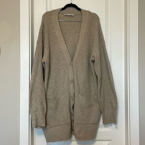 Zara beige oversized button up cardigan, medium